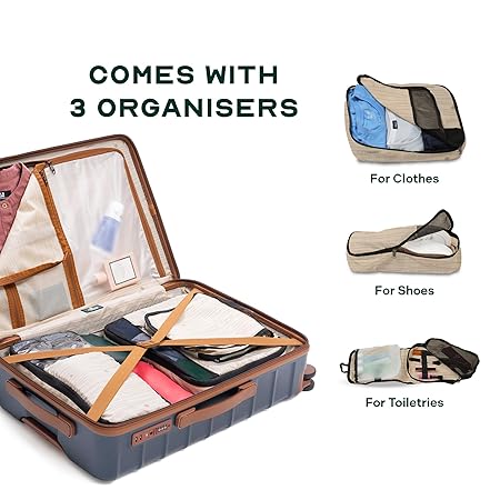 Premium Polycarbonate Hard Shell Trolley Bag for Business Travel, Blue, 24-Inch