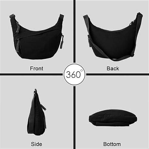 Stvin Crossbody Travel Sling Bags for Women and Men, Crescent Shoulder Purse Bag with Zipper
