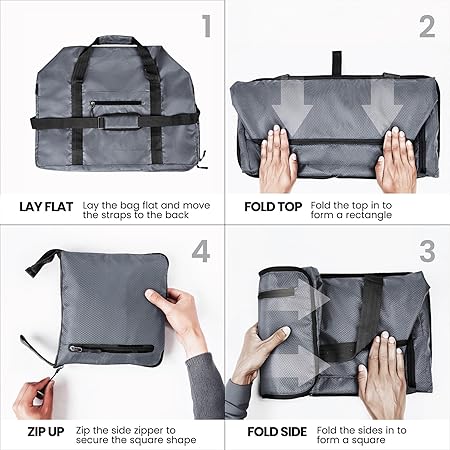 Duffel Bag for Travel, Packing and Storage - Men and Women - (60L, Grey)