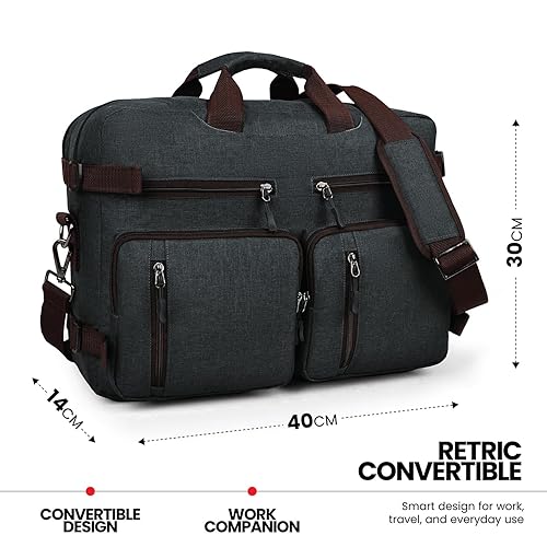 Laptop Messenger Bag For Men -Convertible Large Backpack For Office And Travel
