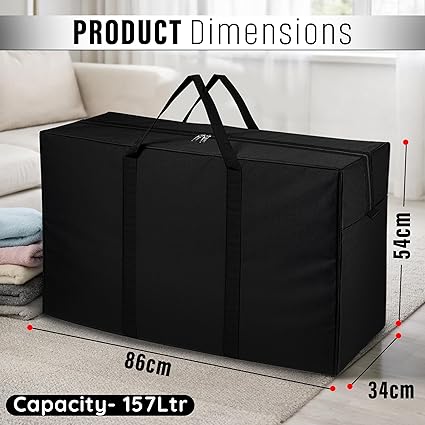 Moisture Proof Extra Large Toys/Stationery Paper/Blankets/Clothes Storage Bag/Moving Bags/Shifting bags (Black,86x34x54 cm)-Rectangular