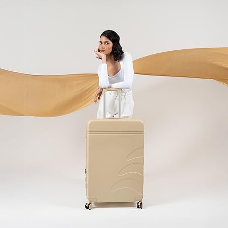 Check-in Large Luggage Trolley Bag, Polycarbonate Expandable up to 8L, TSA Lock, Silent 8 Spinner Wheels, Hard Shell Suitcase Biege
