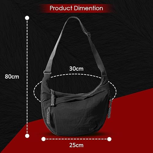 Stvin Crossbody Travel Sling Bags for Women and Men, Crescent Shoulder Purse Bag with Zipper