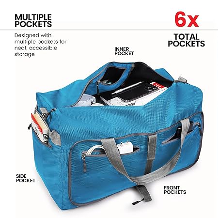 Duffel Bag for Travel, Packing and Storage - Men and Women - (60L, Sky Blue)