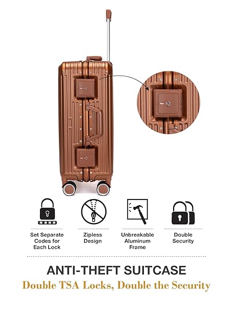 Travel Luggage Check-in ZIPLESS Suitcase with 8 StealthTech Silent Wheels, Double TSA Locks & Aerospace Grade Wide Trolley (Burnt Era, Medium 24")
