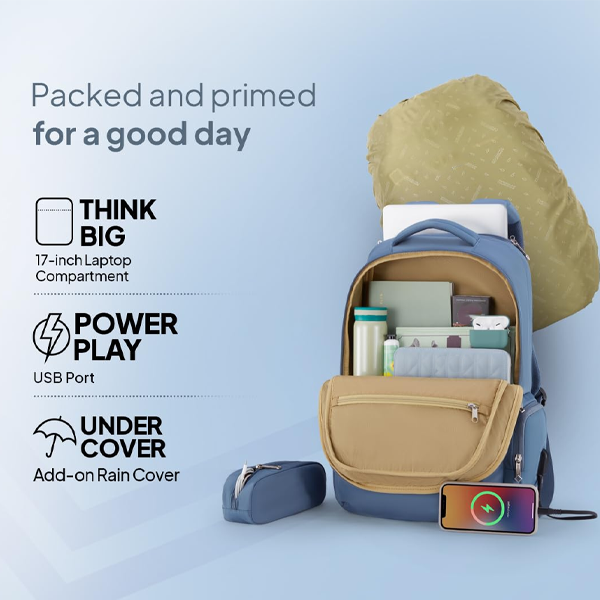 17" Laptop Bag|2 Compartments|Smart College & Office Backpack for Men & Women|USB Charging Port