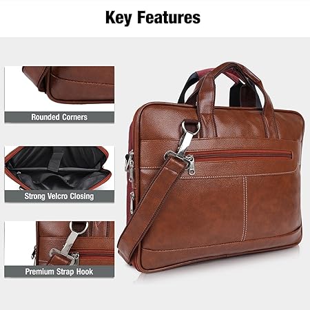 Messenger Bag - Laptop Bag for Men, PU Leather Expandable,Multiple Organisers,Detachable Unisex Formal/Casual/Office Use Hand Bag,Supports Laptop Upto 15.6 inches (Tan)