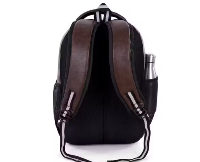 Durable Leather-Look Laptop Backpack with Side Pockets