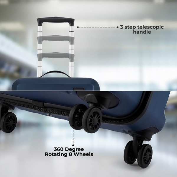 360 Degree Wheeling System Luggage, Suitcase for Travel, Navy