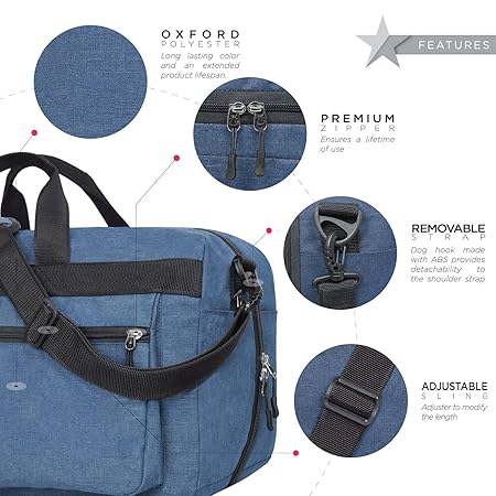 Polyester Travel Duffel Luggage Bag, Packing And Storage - Men And Women's - (38 L, Navy Blue), 11 Inches