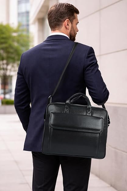 Messenger Bag for Men & Women | Fits Up to 15.6 Inch Laptop | Office Business Briefcase | Multiple Organizer Compartments | Formal Casual Travel Shoulder Laptop Bag(Black)