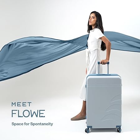 Check-in Large Luggage Trolley Bag, Polycarbonate Expandable up to 8L, TSA Lock, Silent 8 Spinner Wheels, Hard Shell Suitcase Blue
