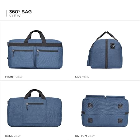 Polyester Travel Duffel Luggage Bag, Packing And Storage - Men And Women's - (38 L, Navy Blue), 11 Inches