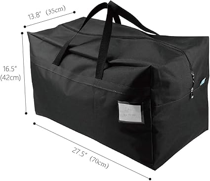 Travel Duffel Tote Storage Bags with Carry Handles, (Black, Pack of 1)