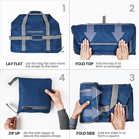 Duffel Bag for Travel, Packing and Storage - Men and Women - (60L, Navy)