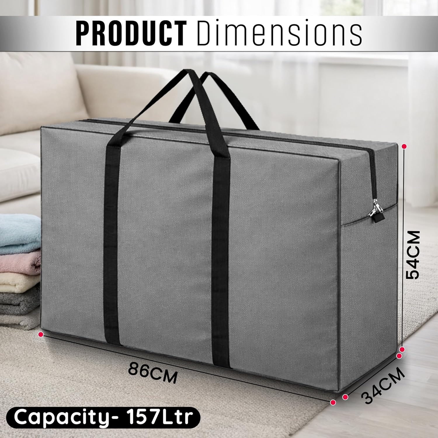 Moisture Proof Extra Large Toys/Stationery Paper/Blankets/Clothes Storage Bag/Moving Bags/Shifting bags(Grey, 86x34x54 cm) Rectangular