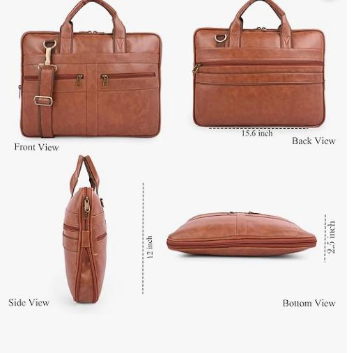 Messenger Office Bag Briefcase for Work for Men Tan