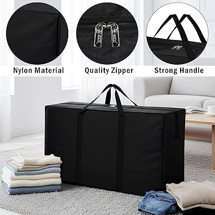 Multi-Purpose Moisture Proof Extra Large Toys/Stationery Paper/Blankets/Clothes Storage Bag/Moving Bags/Shifting bags (Black,86x34x54 cm)-Rectangular