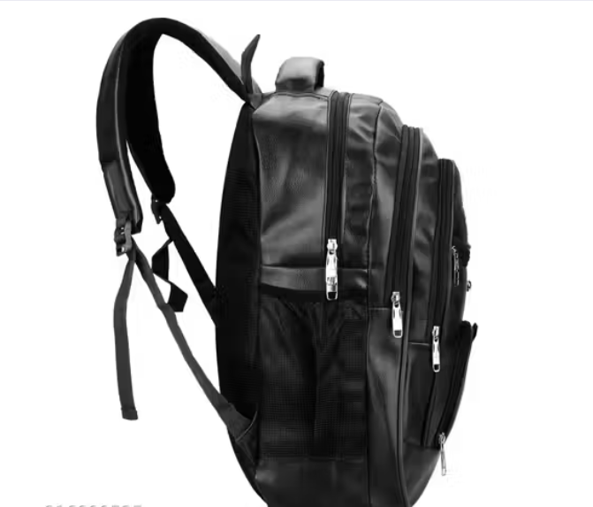 Waterproof Artificial Leather Backpack for Men & Women black