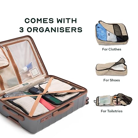 Check-in Luggage with Anti-Theft Features & TSA Lock, Durable Polycarbonate Hard Shell Suitcase for Travel, Grey, 24-Inch
