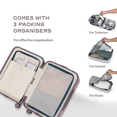 Check-in Large Luggage Trolley Bag, Polycarbonate Expandable up to 8L, TSA Lock, Silent 8 Spinner Wheels, Hard Shell Suitcase Blue