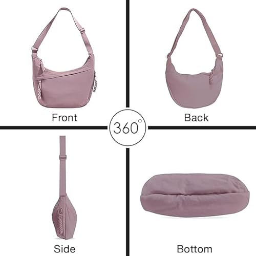 Stvin Crossbody Travel Sling Bags for Women and Men, Crescent Shoulder Purse Bag with Zipper