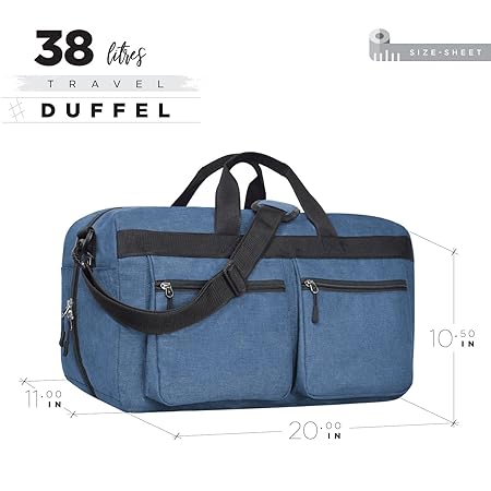 Polyester Travel Duffel Luggage Bag, Packing And Storage - Men And Women's - (38 L, Navy Blue), 11 Inches