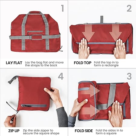 Duffel Bag for Travel, Packing and Storage - Men and Women - (60L, Red)