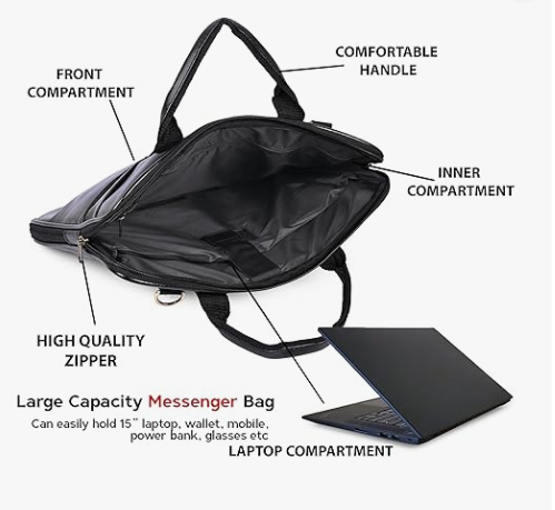 Messenger Office Bag Briefcase for Work for Men black