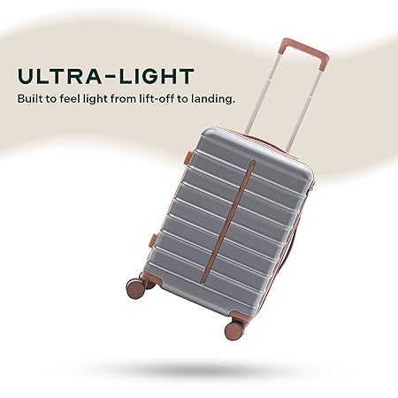 Check-in Luggage with Anti-Theft Features & TSA Lock, Durable Polycarbonate Hard Shell Suitcase for Travel, Grey, 24-Inch
