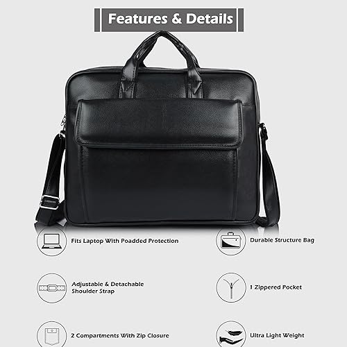 Messenger Bag for Men & Women | Fits Up to 15.6 Inch Laptop | Office Business Briefcase | Multiple Organizer Compartments | Formal Casual Travel Shoulder Laptop Bag(Black)