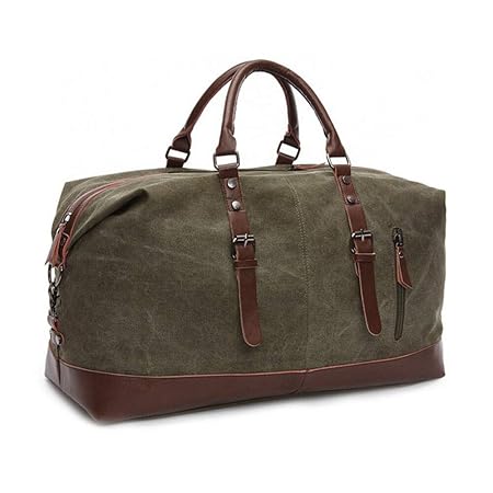 Weekender Travel Duffle Cabin Bag with Detachable Shoulder Strap (Military Green)