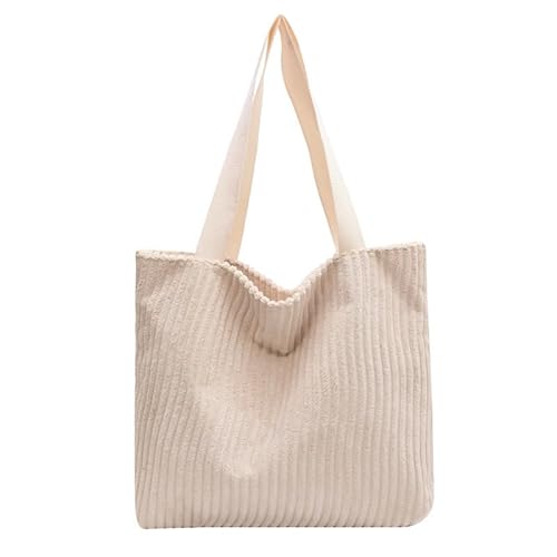Korean Tote Bag Aesthetic Corduroy Canvas Handbag for Women white