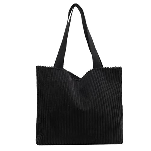 Korean Tote Bag Aesthetic Corduroy Canvas Handbag for Women h-black