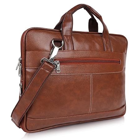 Messenger Bag - Laptop Bag for Men, PU Leather Expandable,Multiple Organisers,Detachable Unisex Formal/Casual/Office Use Hand Bag,Supports Laptop Upto 15.6 inches (Tan)