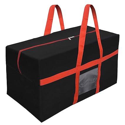 MultiPurpose Heavy Duty Storage Bag for Toys/Stationery/Blankets/Clothes/Moving Bags With Strong Handles Rectangular(Red Black, 80x39x41cm)