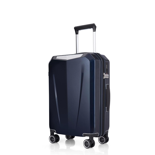 Cabin Size Glossy Blue Hard Trolley Bag Polycarbonate - TSA Lock - Luggage for Men & Women
