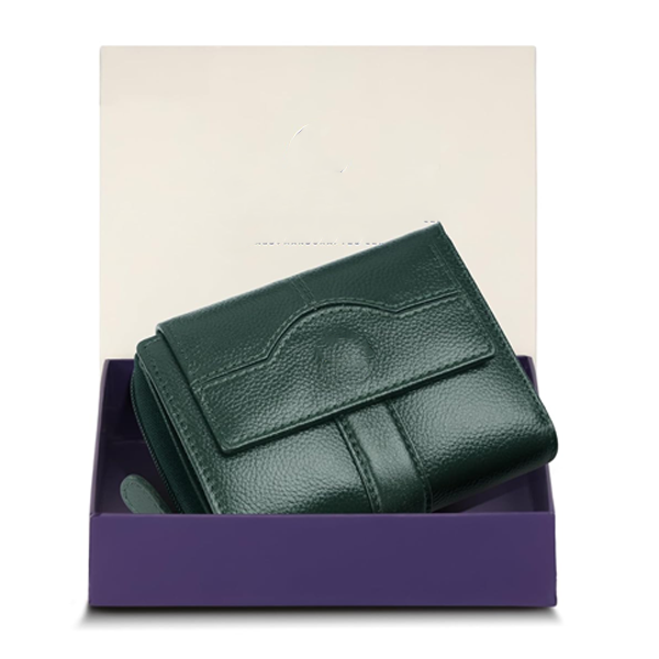 Leather Ladies Wallet for Woman with Card Slots Green